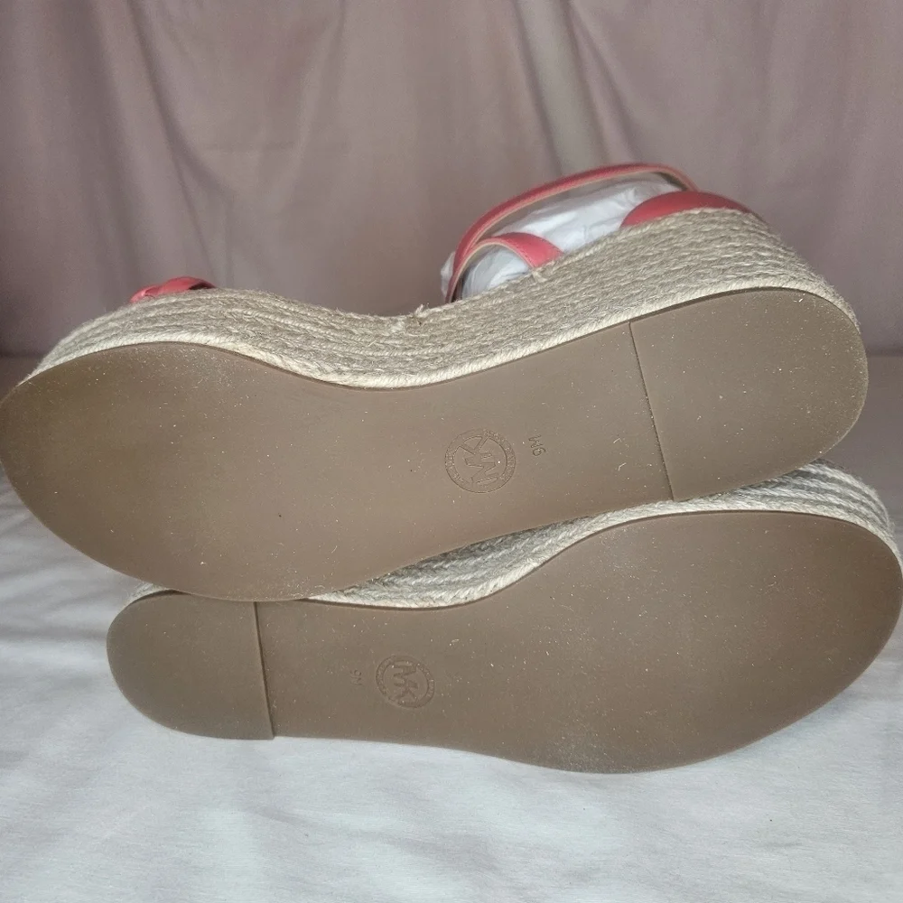 MICHAEL Michael Kors Serena Wedge Espadrille Sandals Color Dahlia Retail $145